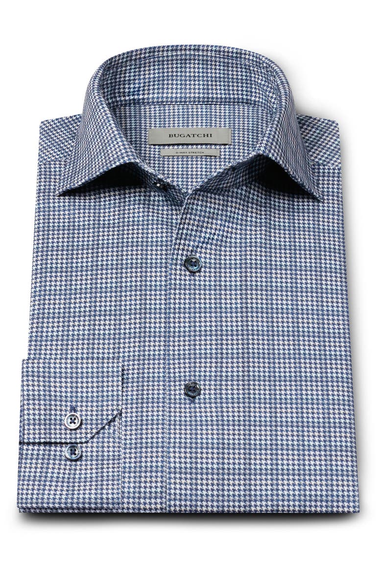 Devon OoohCotton® Houndstooth Button-Up Shirt, Alternate, color, INDIGO
