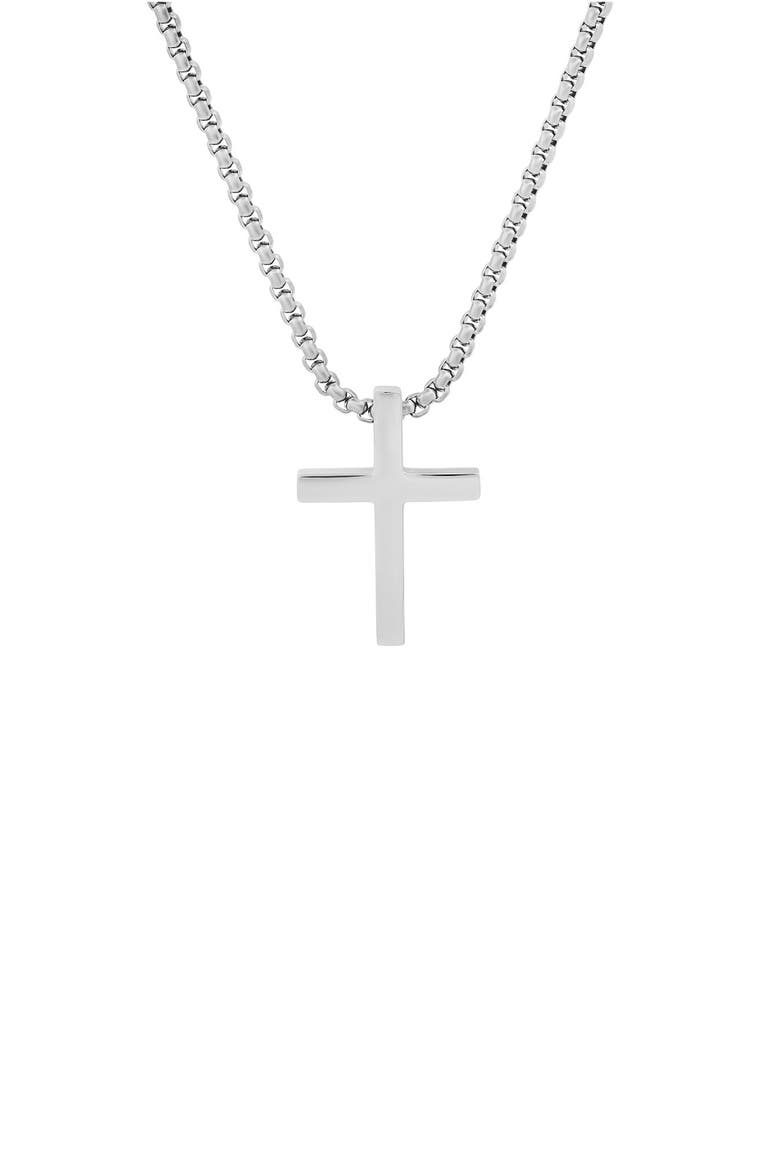 Stainless Steel Cross Pendant Necklace, Alternate, color, METALLIC