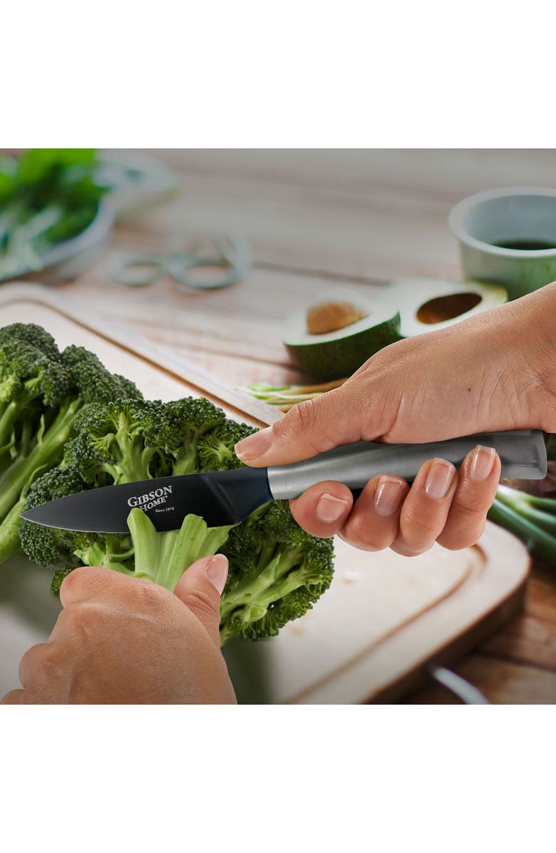 Gibson Home Opus 3.5 Inch. Stainless Steel Paring Knife with Black Blade, Alternate, color, Silver