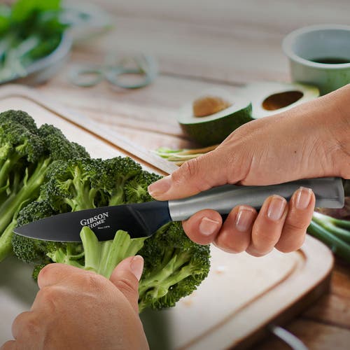 Gibson Home Opus 3.5 Inch. Stainless Steel Paring Knife With Black Blade In Silver