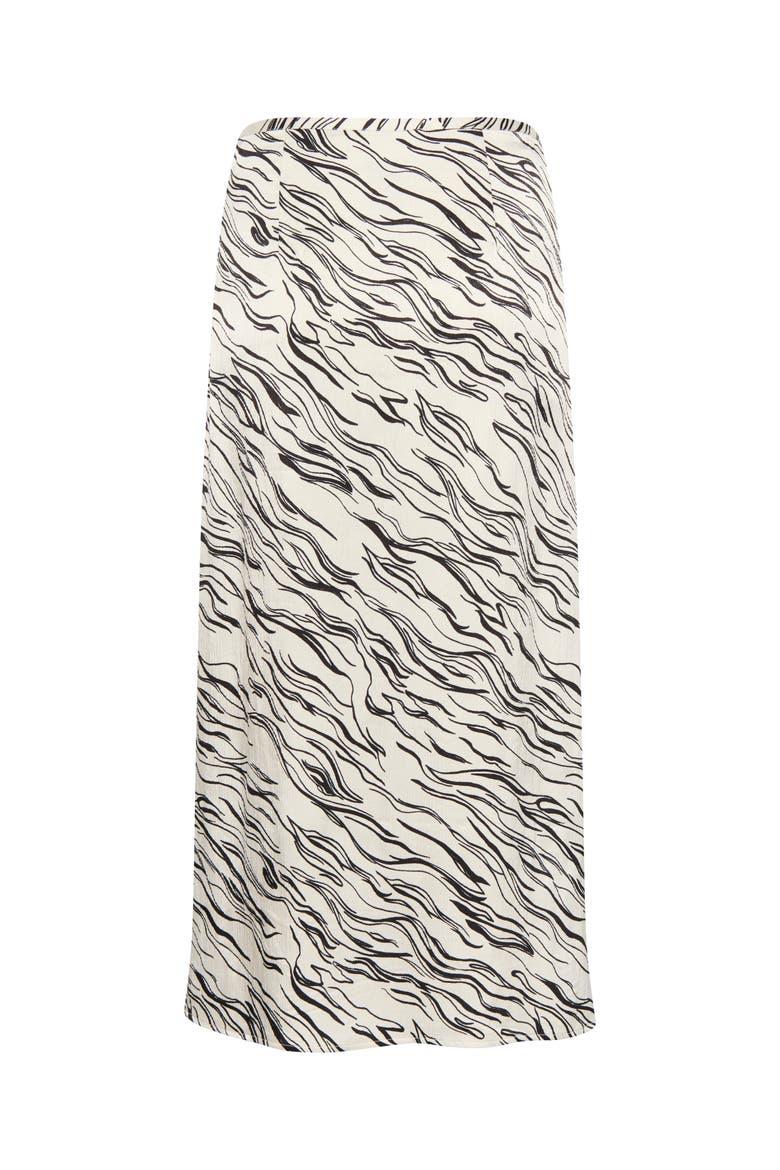 Vinka Wrap Midrise Waist Maxi Skirt, Alternate, color, White/Black Wave Print