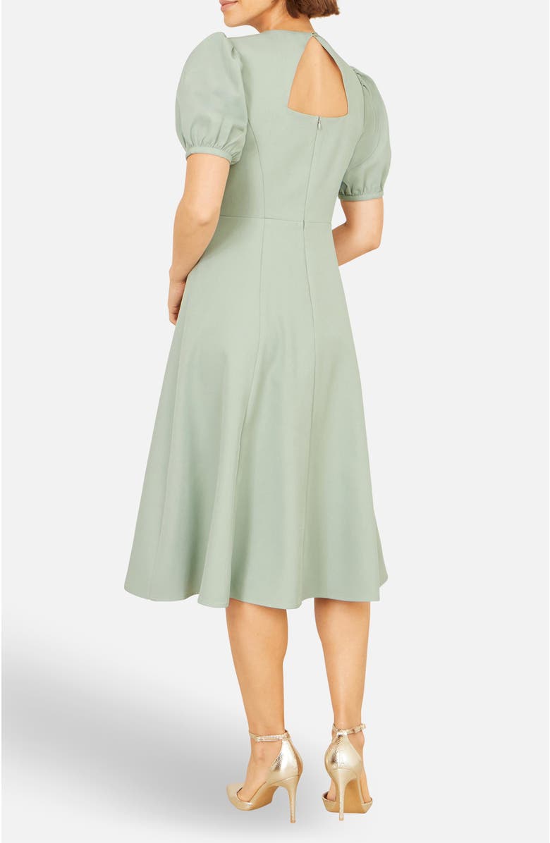 Yumi Buckle Detail Short Sleeve Skater Dress, Alternate, color, Mint Green