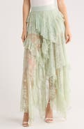 Alice + Olivia Karys Mixed Media Asymmetric Maxi Skirt