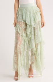 Alice + Olivia Karys Mixed Media Asymmetric Maxi Skirt
