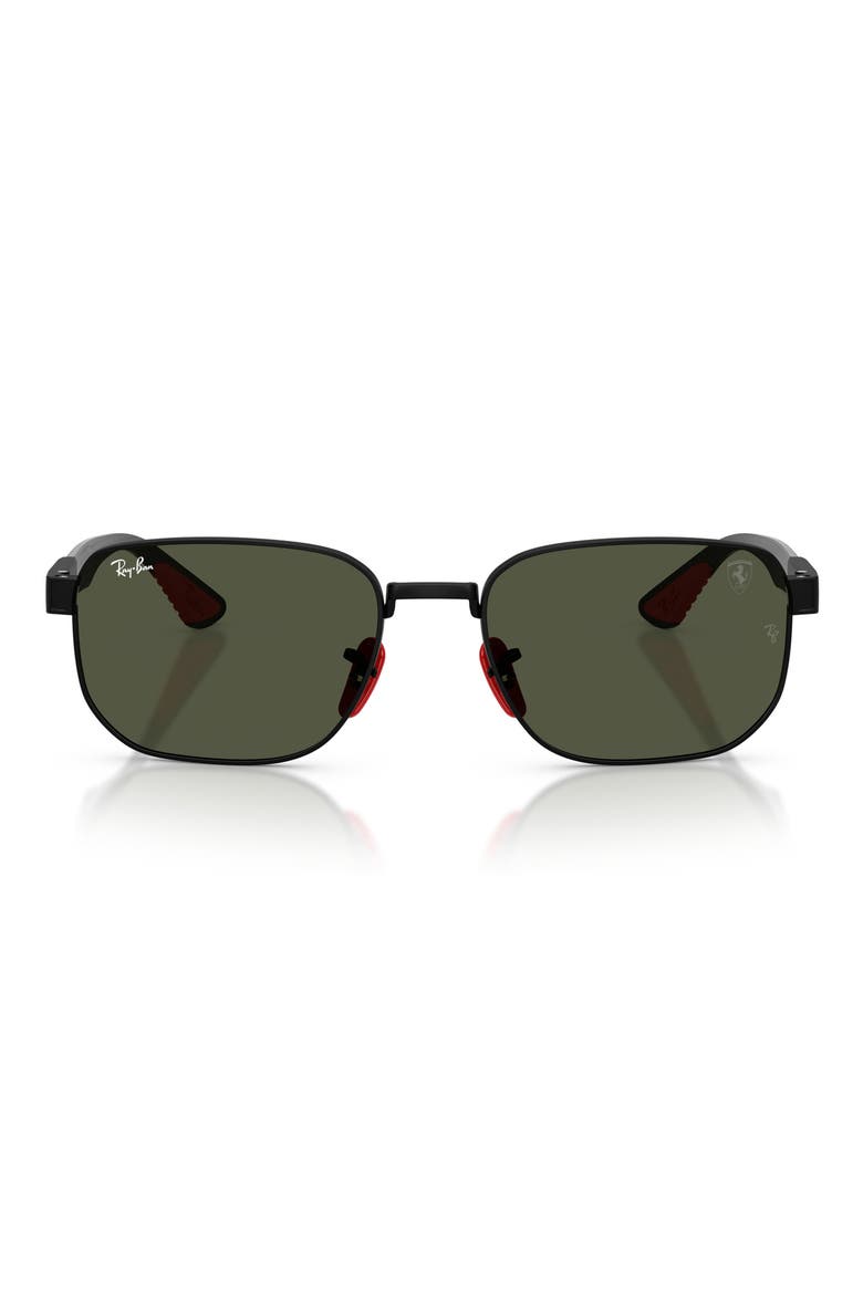 59mm Ferrari Irregular Sunglasses, Main, color, MATTE BLACK / GREEN