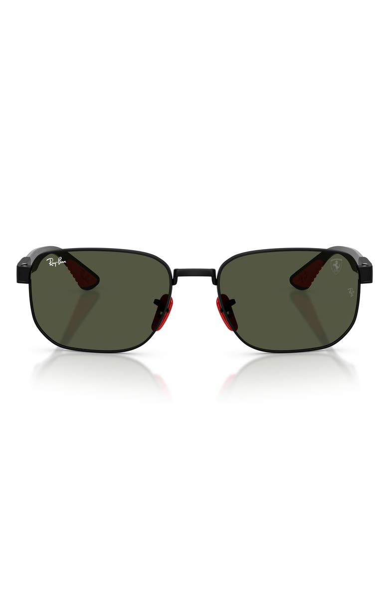 Ray-Ban 59mm Ferrari Irregular Sunglasses, Main, color, Matte Black / Green