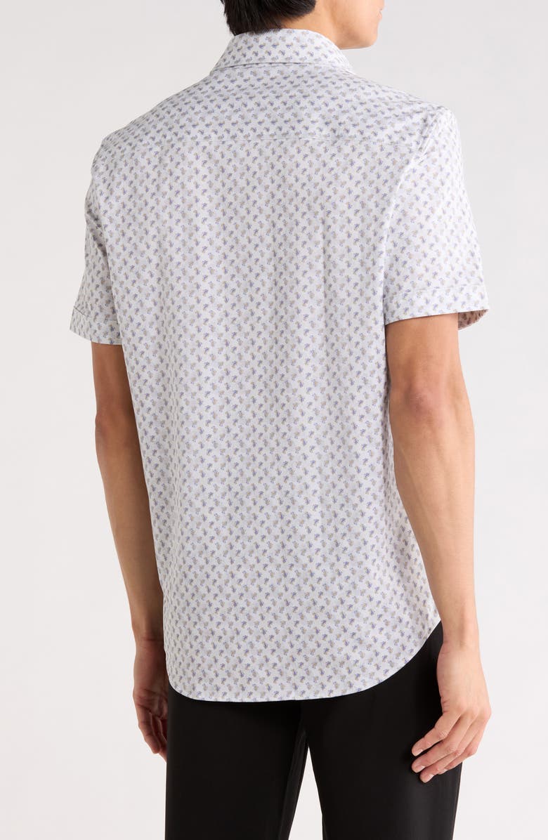Bugatchi Pasiley Print Stretch Cotton Short Sleeve Button-Up Shirt, Alternate, color, Almond