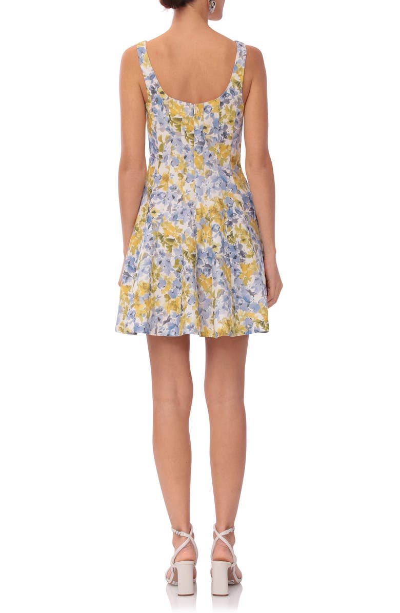 Avec Les Filles Linen Blend Fit & Flare Minidress, Alternate, color, Pansy Floral