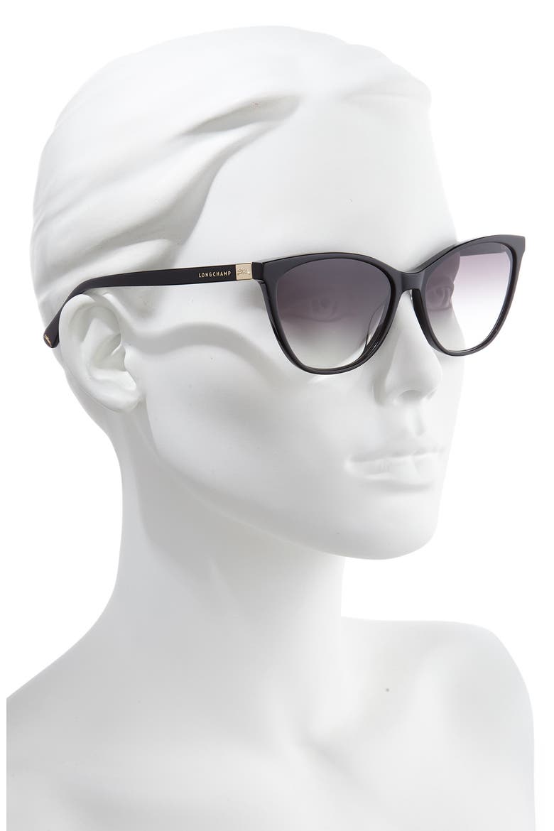 Le Pliage 57mm Gradient Cat Eye Sunglasses, Alternate, color, BLACK