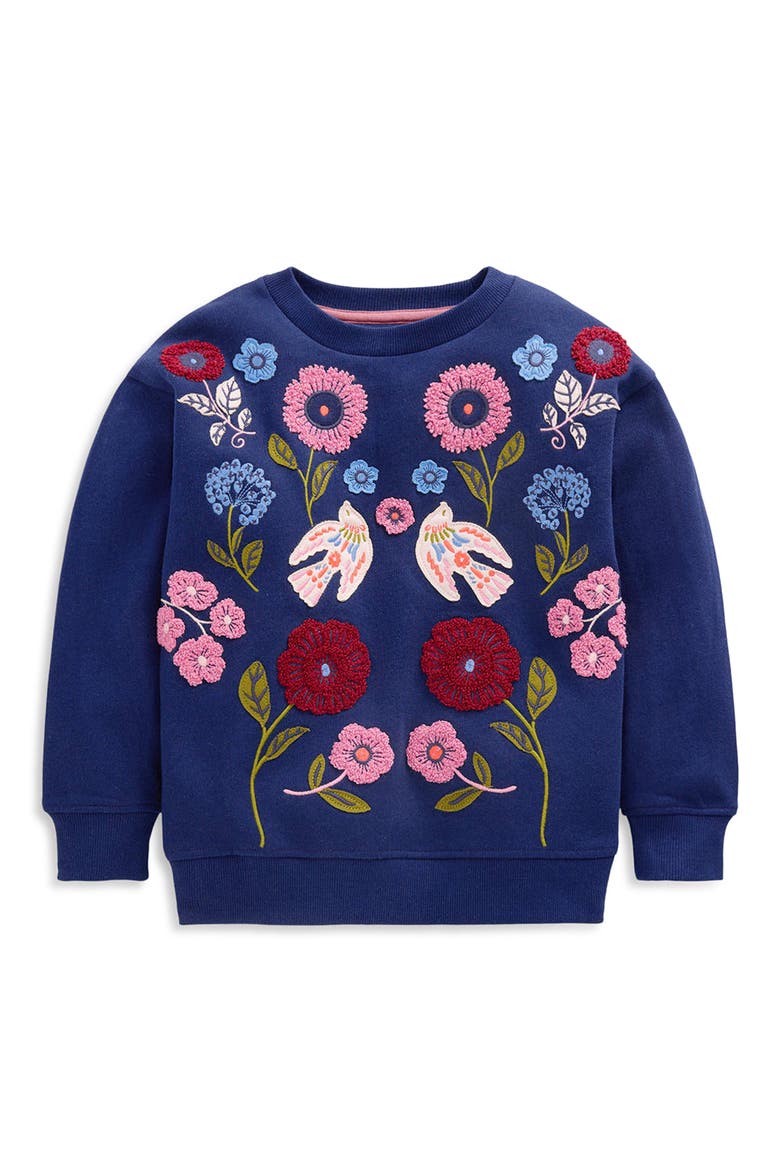 Kids' Bobbie Appliqué Sweatshirt, Main, color, NAVY BIRD PLACEMENT