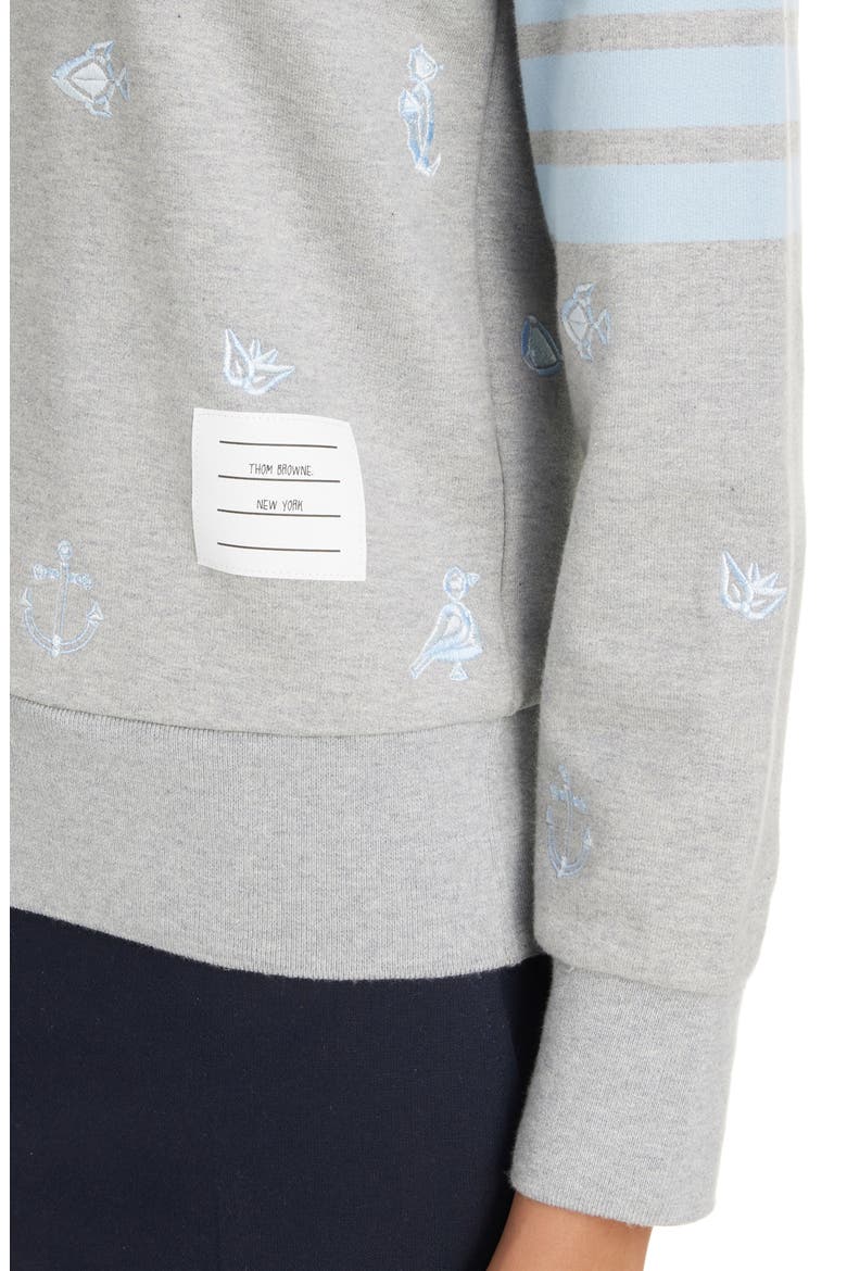 Nautical Embroidered French Terry Sweatshirt, Alternate, color, LIGHT GREY