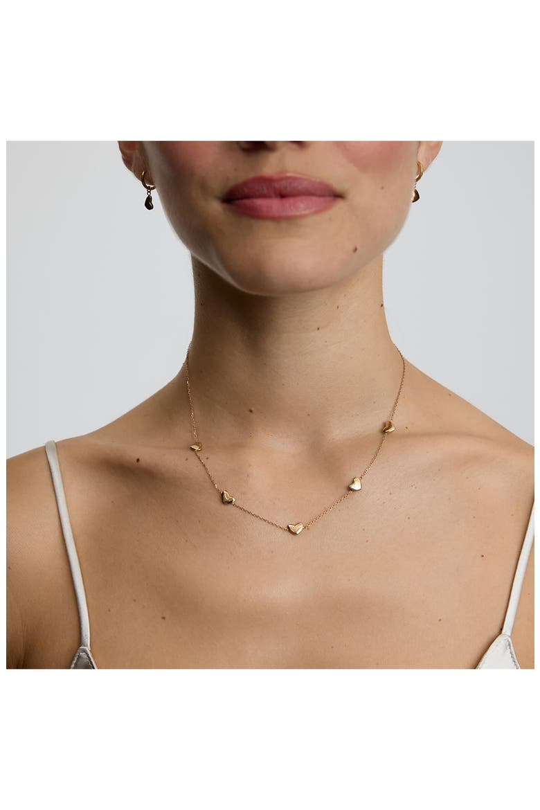Bubble Heart Charm Necklace, Alternate, color, GOLD