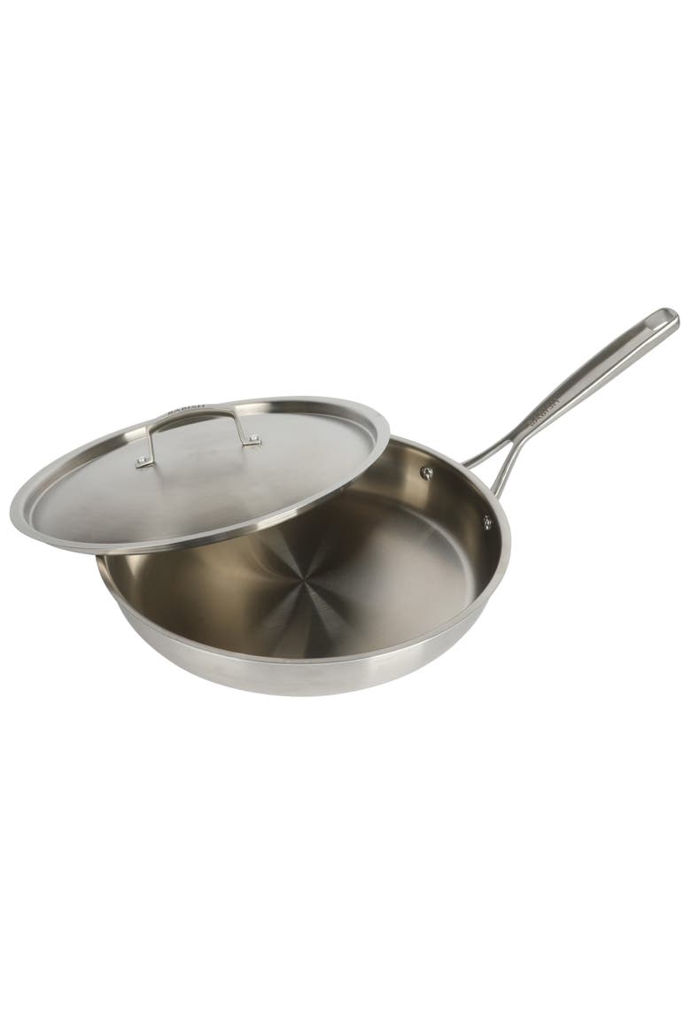 12 Inch Tri Ply Stainless Steel Frying Pan with Lid, Alternate, color, Stainless Steel