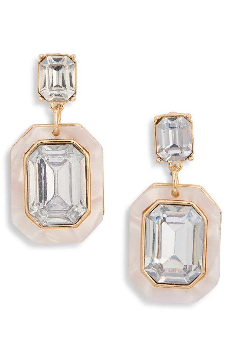 NORDSTROM RACK Emerald Cut Cubic Zirconia Drop Earrings, Main, color,