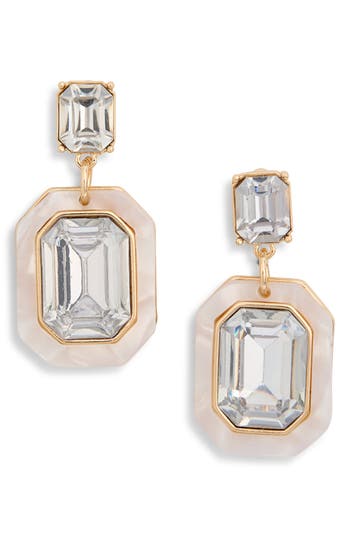 Nordstrom Rack Emerald Cut Cubic Zirconia Drop Earrings In Pink