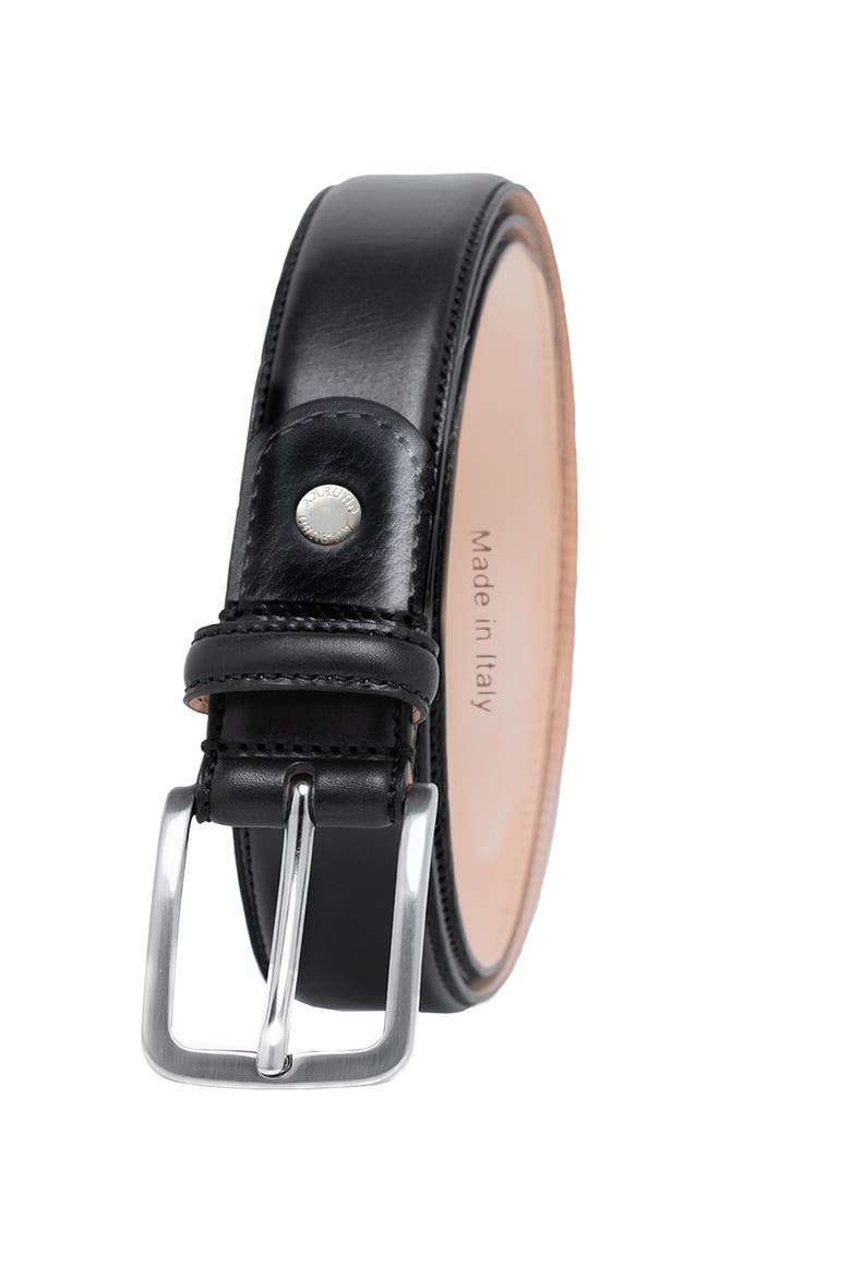 Burnished handcrafted genuine leather belt, Alternate, color, Black