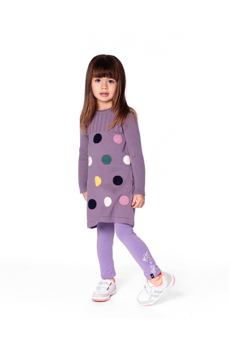 Deux par Deux Jacquard Sweater Dress with Polka Dot, Main, color, Purple Gray
