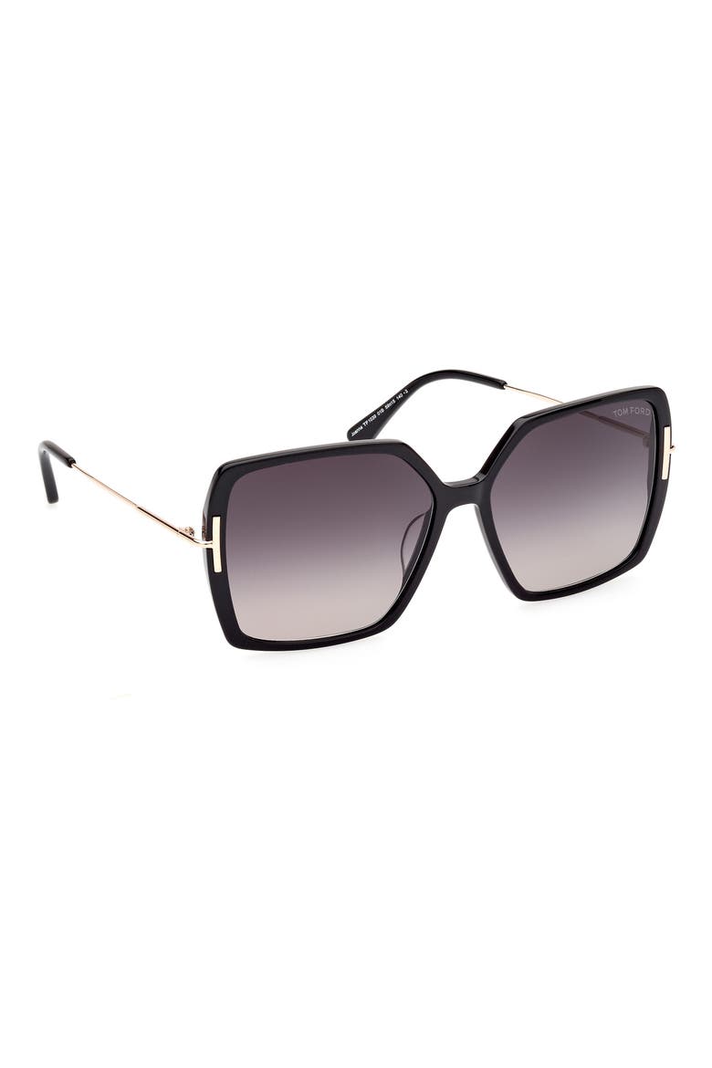 Joanna 59mm Gradient Butterfly Sunglasses, Alternate, color, SHINY BLACK ROSE GOLD / SMOKE