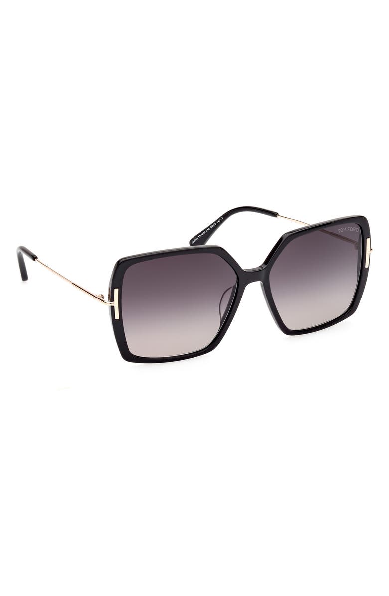 TOM FORD Joanna 59mm Gradient Butterfly Sunglasses, Alternate, color, Shiny Black Rose Gold / Smoke