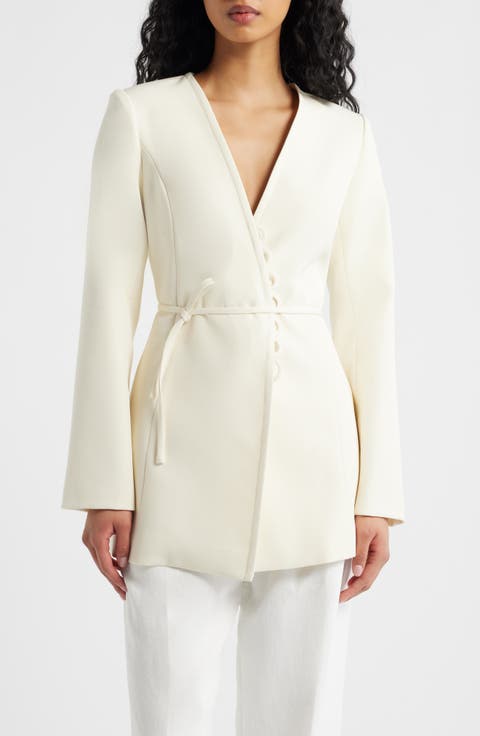 Avril Scallop Trim Tie Waist Blazer