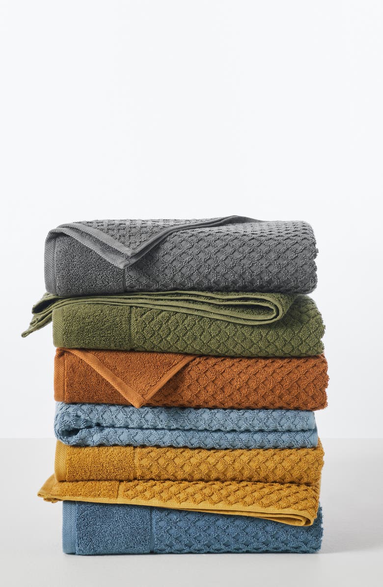 Woven & Weft Diamond Textured Single Bath Towel, Alternate, color, Light Gray