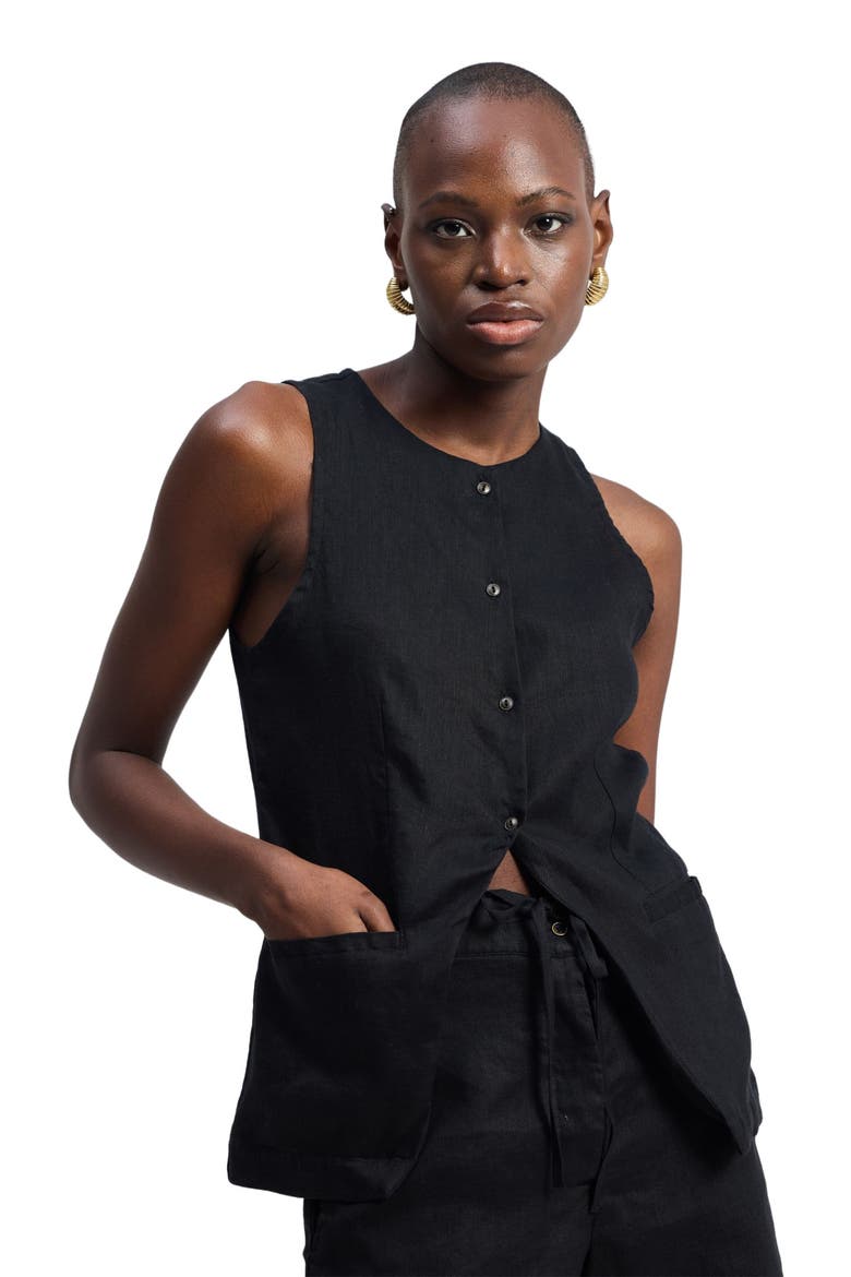 Sleeveless Vest Jacket, Alternate, color, Black
