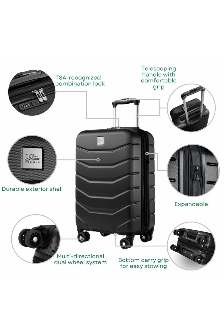 Silverton Hardside Expandable 24" Medium Checked Luggage, Alternate, color, Black
