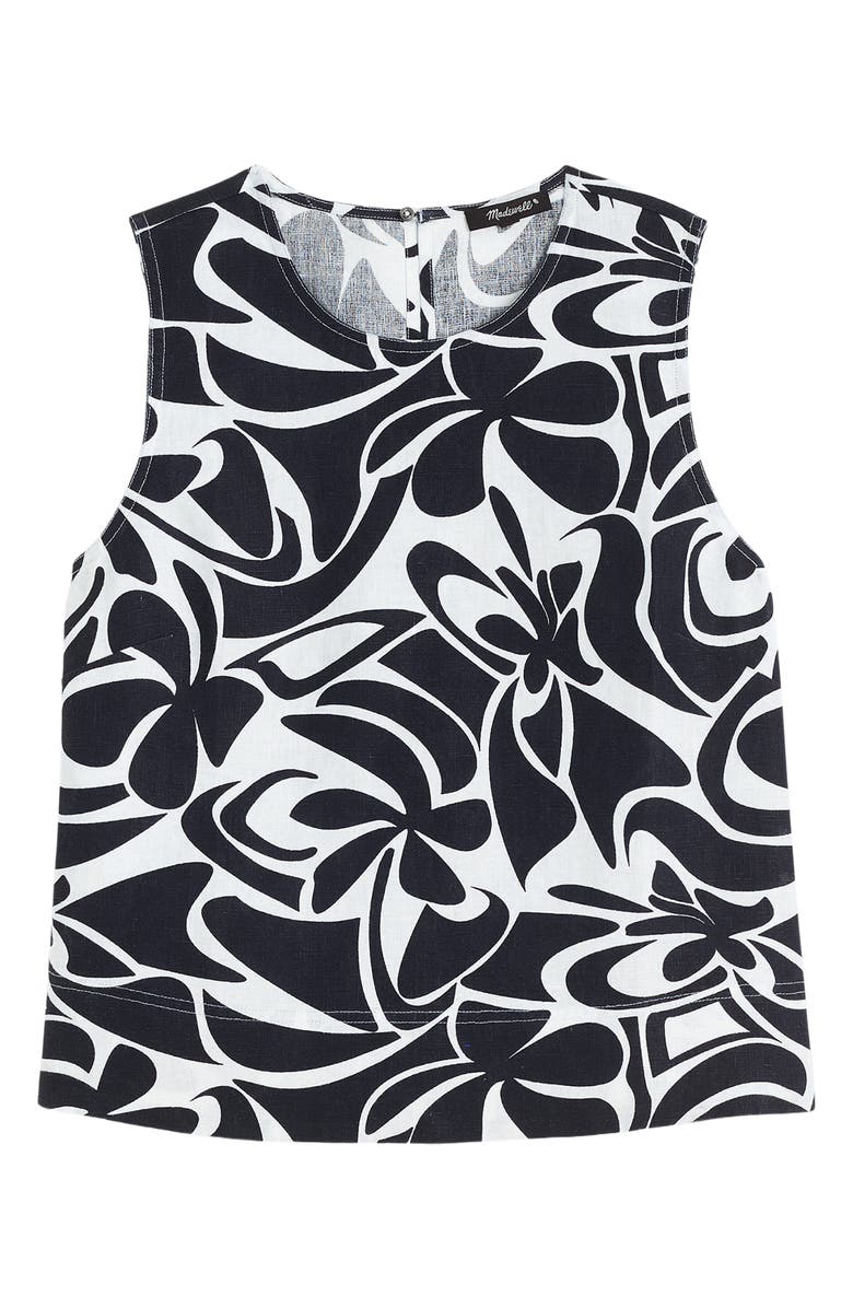 Madewell Suki Abstract Print Linen Top, Alternate, color, White