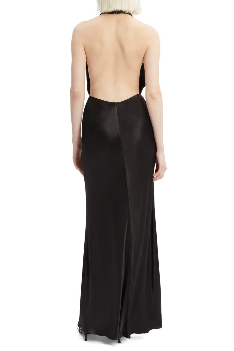 Nola Halter Neck Satin Dress, Alternate, color, BLACK