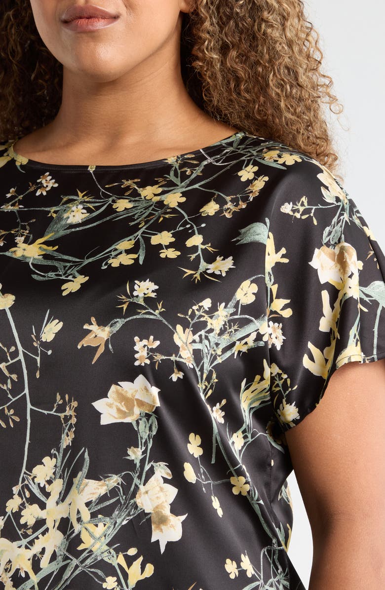 Anne Klein Floral Print Bateau Neck Top, Alternate, color, 