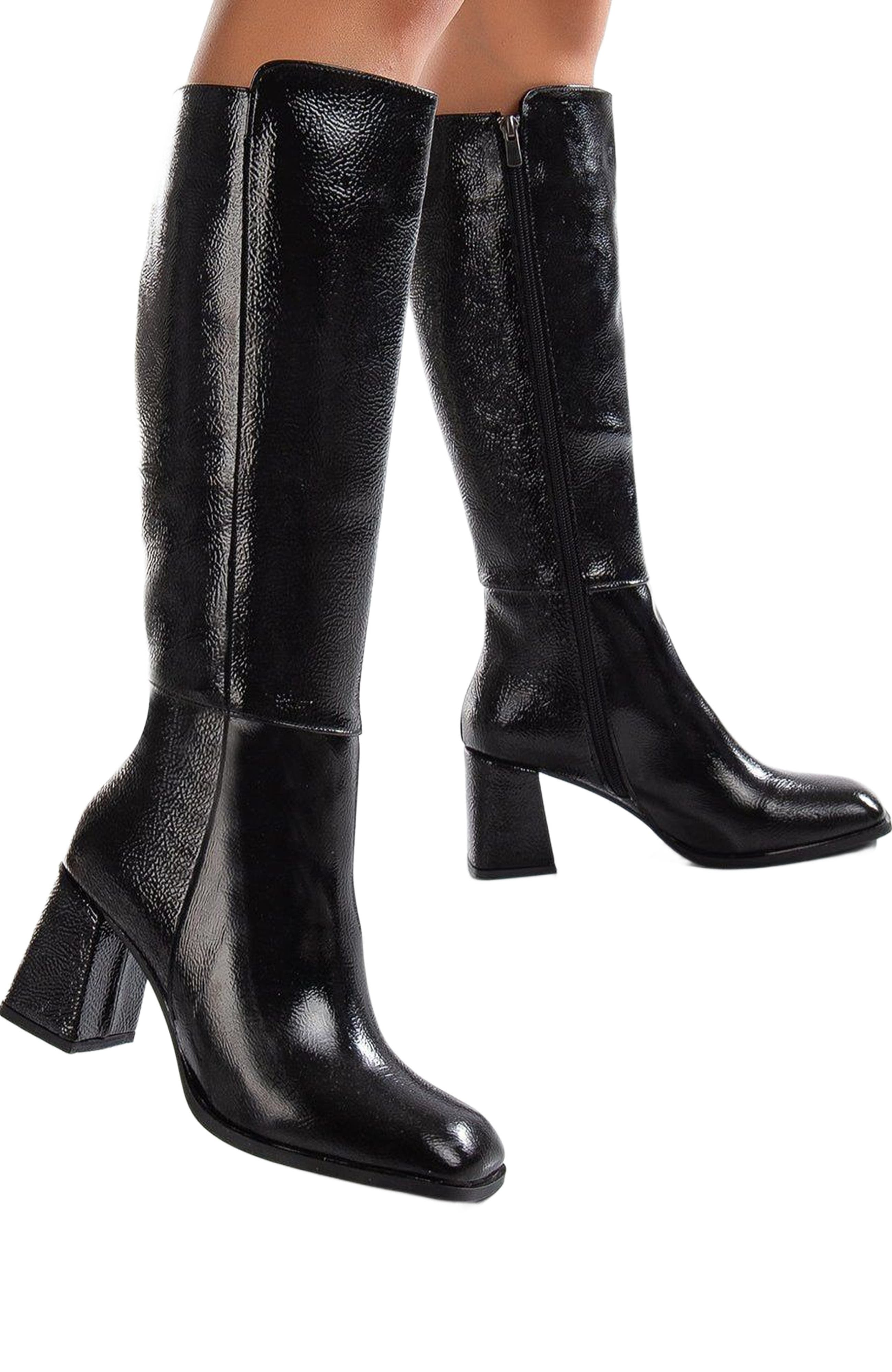 Adele Knee High Boots, Alternate, color, black patent