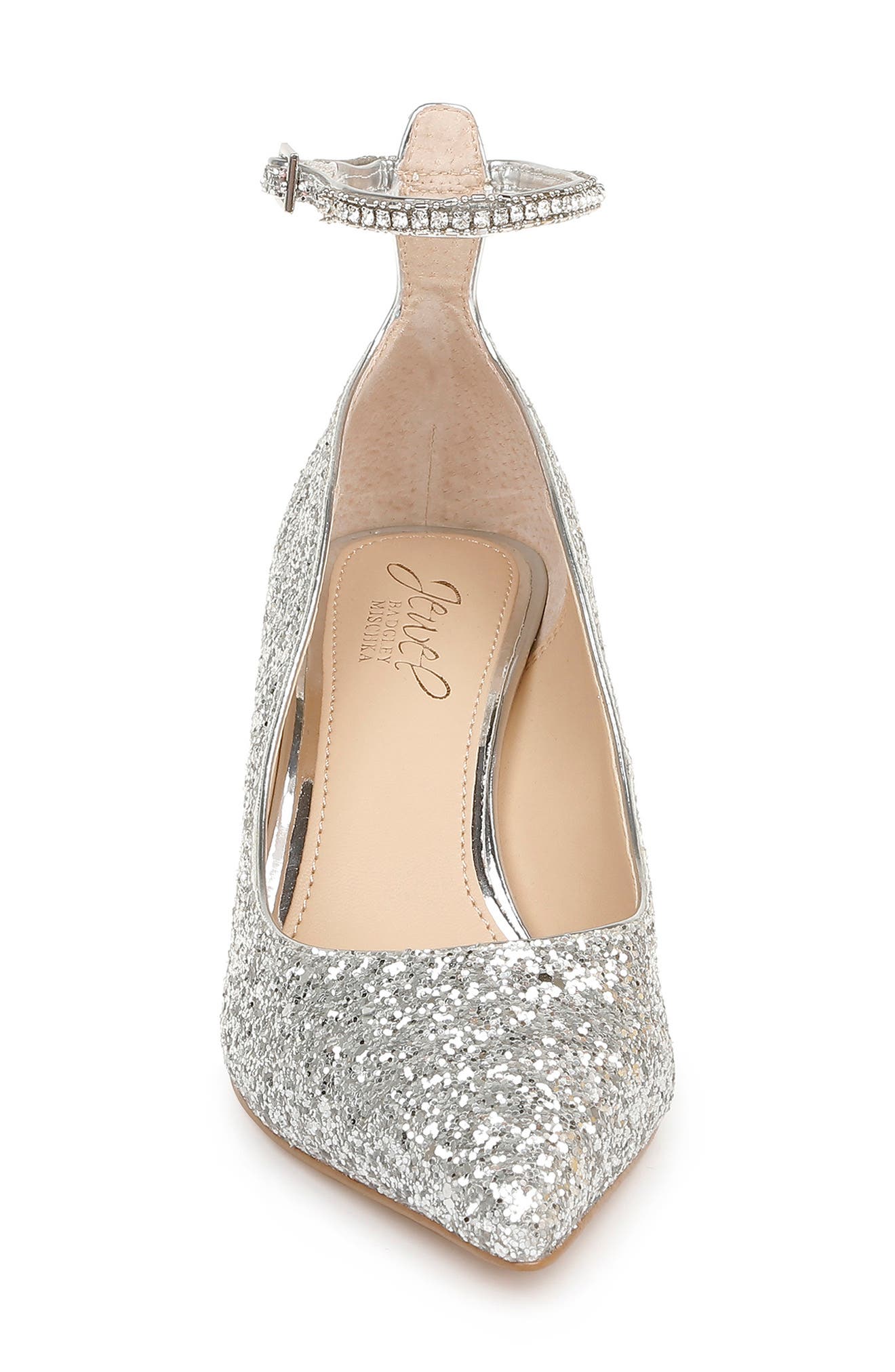 Jewel Badgley Mischka Jamila Pointed Toe Pump, Alternate, color, Silver