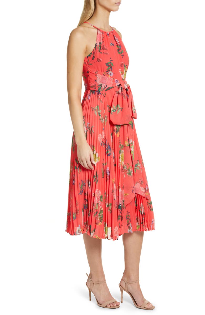 Eliza J Floral Print Pleated Midi Dress, Alternate, color, 