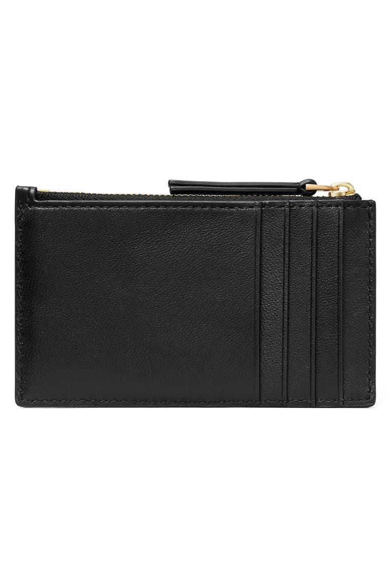 Kira Chevron Quilted Leather Zip Card Case, Alternate, color, BLACK