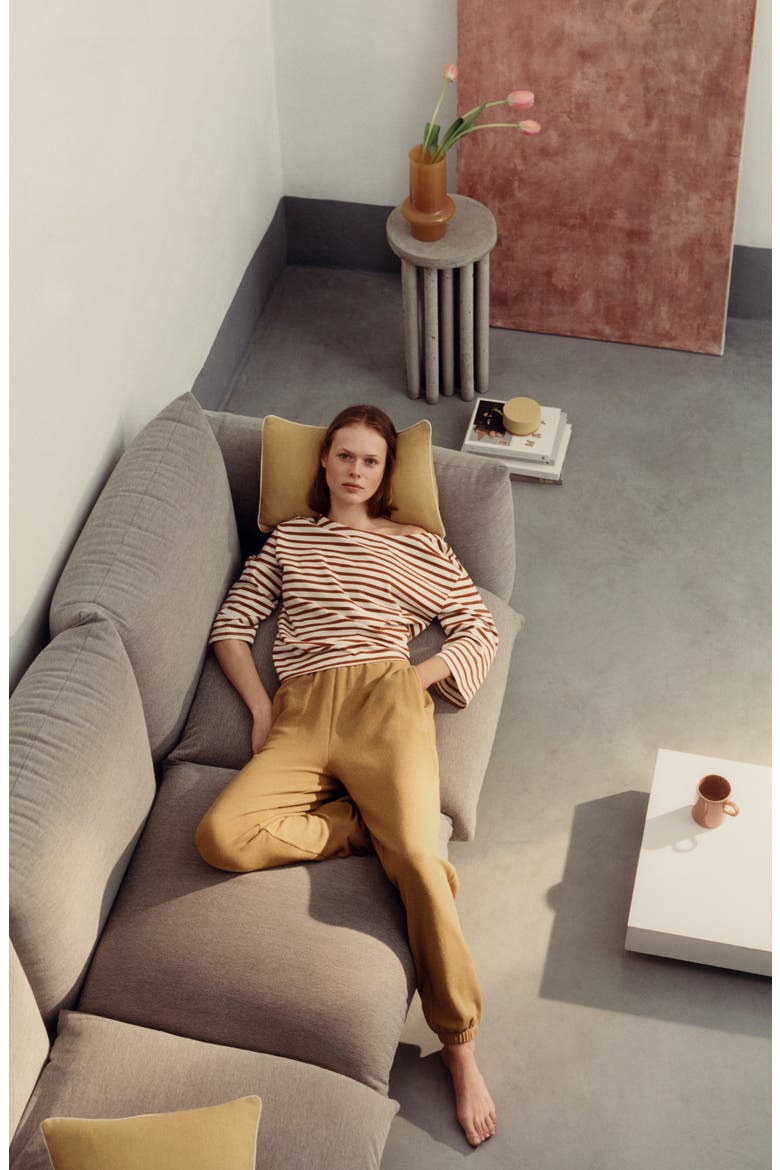 Stretch Cotton Fleece Joggers, Alternate, color, OCHRE