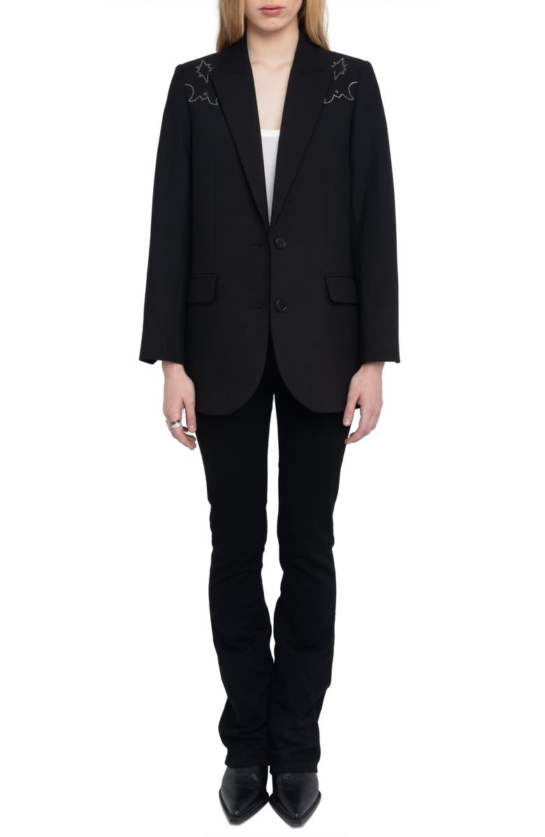 Zadig & Voltaire Viva Rhinestone Detail Jacket, Alternate, color,