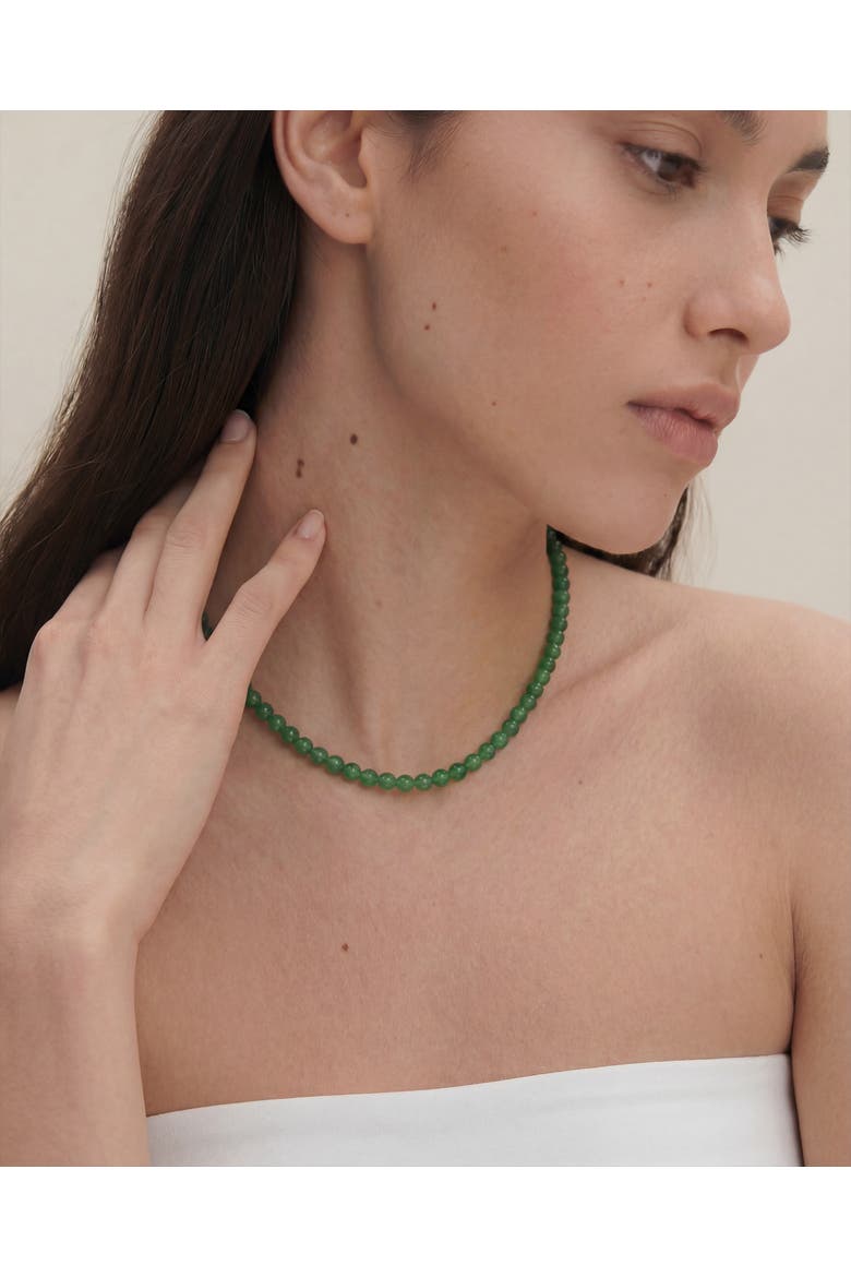Forest Green chalcedony beaded necklace, Alternate, color, Green