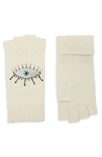 Kurt Geiger London Evil Eye Fingerless Gloves In Neutral
