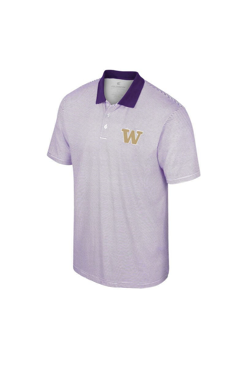 COLOSSEUM Men's Colosseum White/Purple Washington Huskies Print Stripe Polo, Alternate, color, White