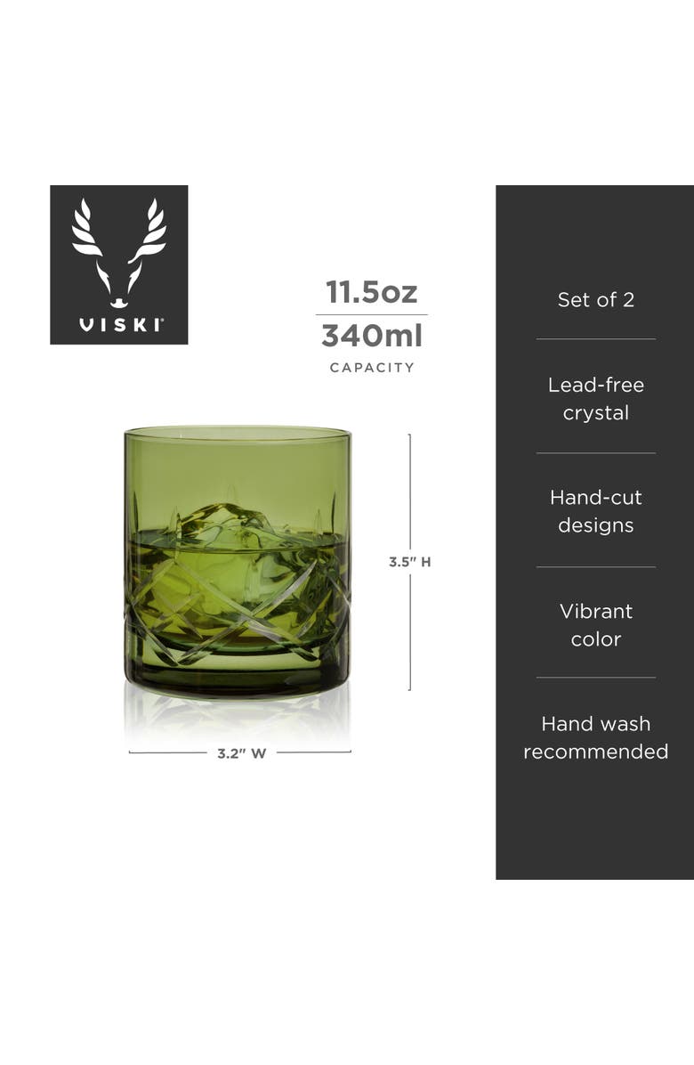 Viski Admiral Crystal Rocks Glasses, Alternate, color, Green