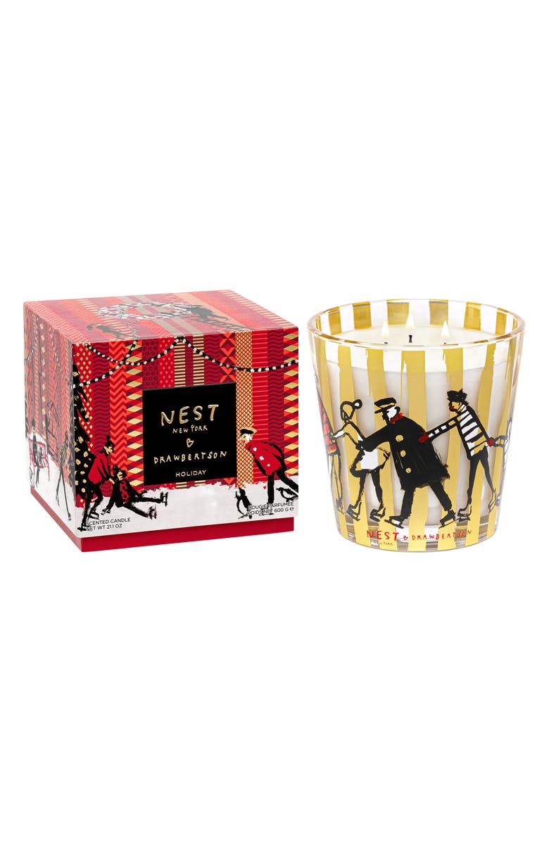 NEST New York Holiday Decorative 3-Wick Drawbertson Candle, Main, color,