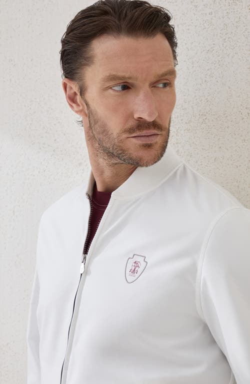 Brunello Cucinelli Nylon Sweatshirt With Logo And Zipper In White