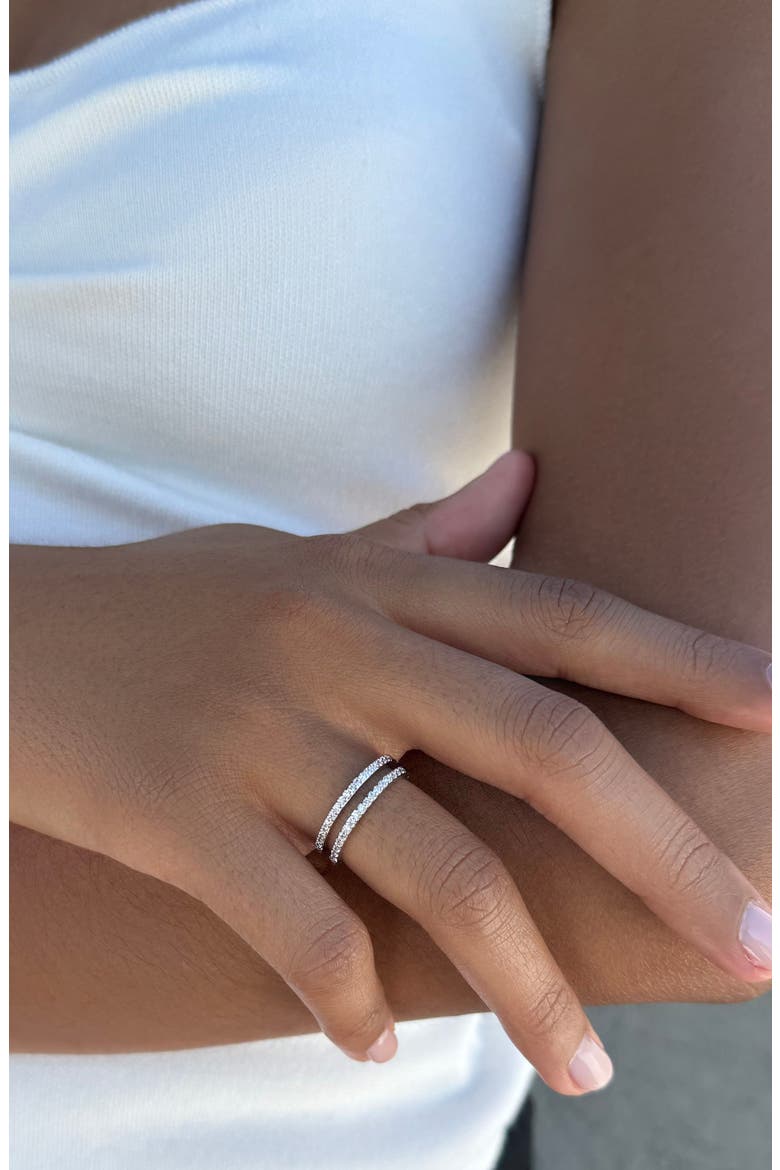 Cubic Zirconia Double Band Ring, Alternate, color, SILVER