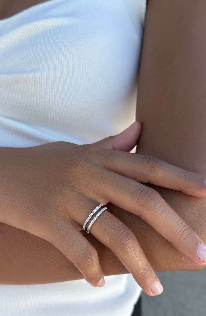 Adornia Cubic Zirconia Double Band Ring, Alternate, color, Silver