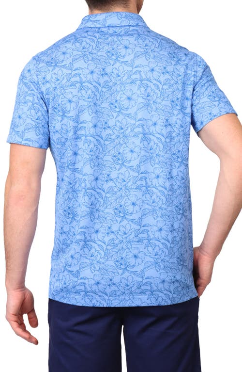 Tailorbyrd Floral Modal Blend Polo In Oxford Blue