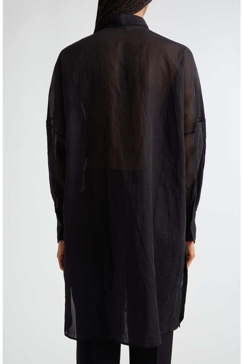 Tunic Cotton Gauze Button-Up Tuxedo Shirt, Alternate, color, 22 BLACK