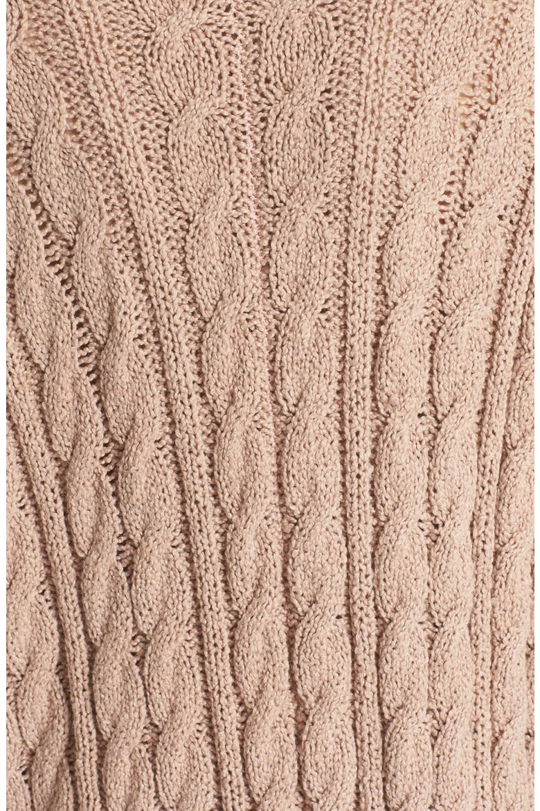 Easy Cable V-Neck Sweater, Alternate, color, WASHED PINK