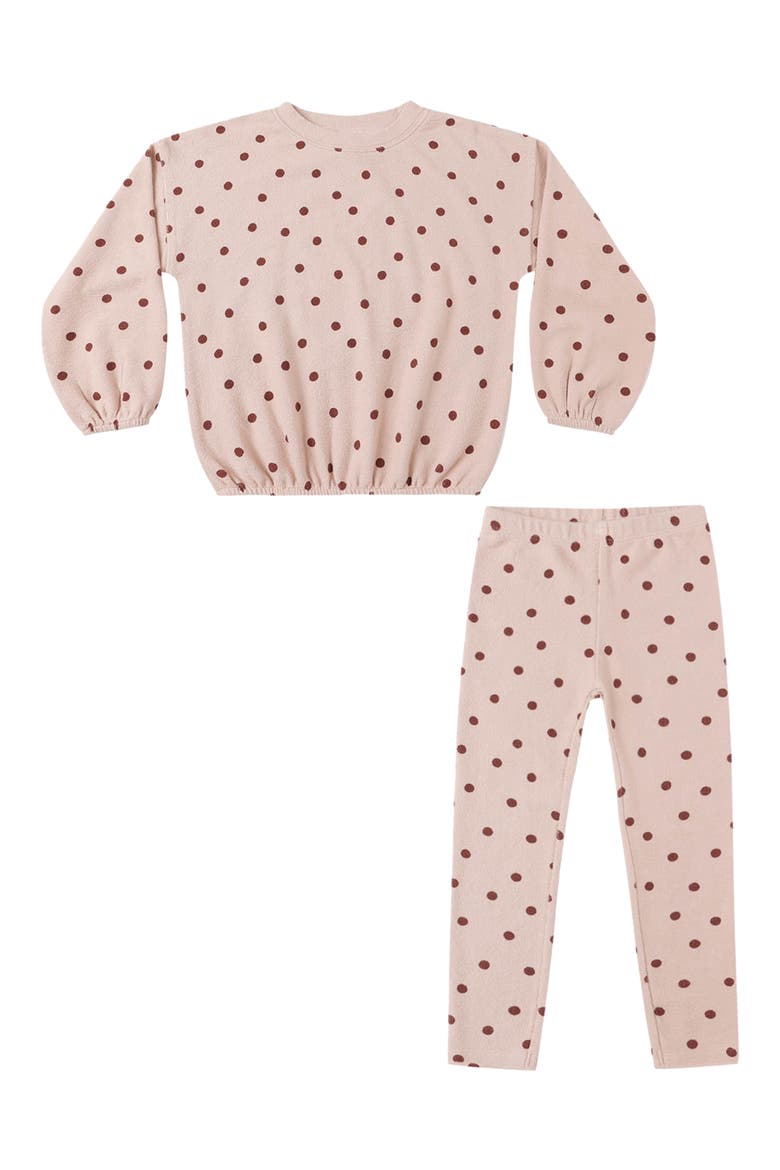 Polka Dot Knit Top & Leggings Set, Main, color, BLUSH