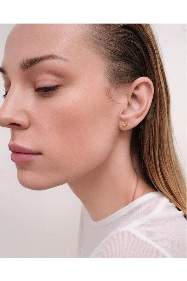 Gold Biography Heart Stud Earrings, Alternate, color, Gold