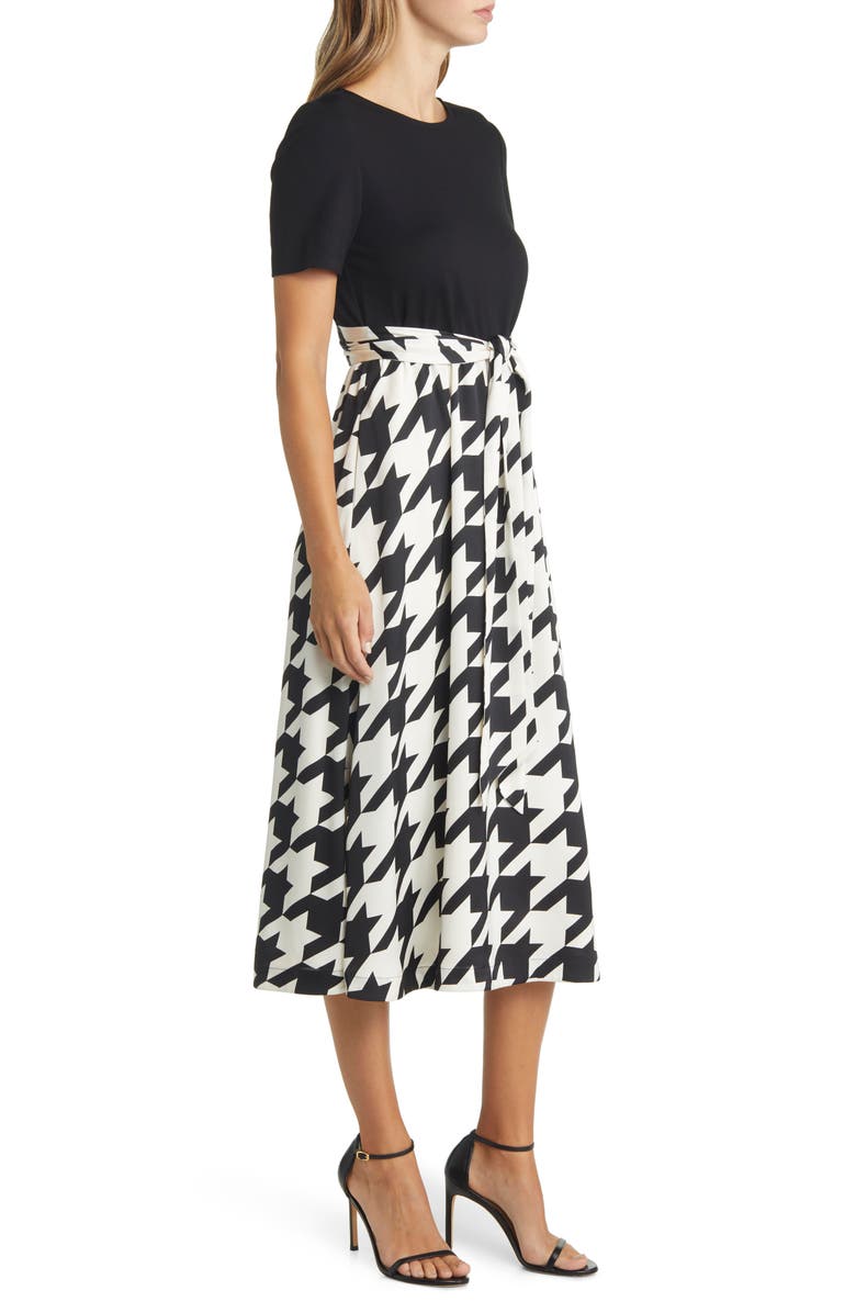 Anne Klein Houndstooth A-Line Midi Dress, Alternate, color,